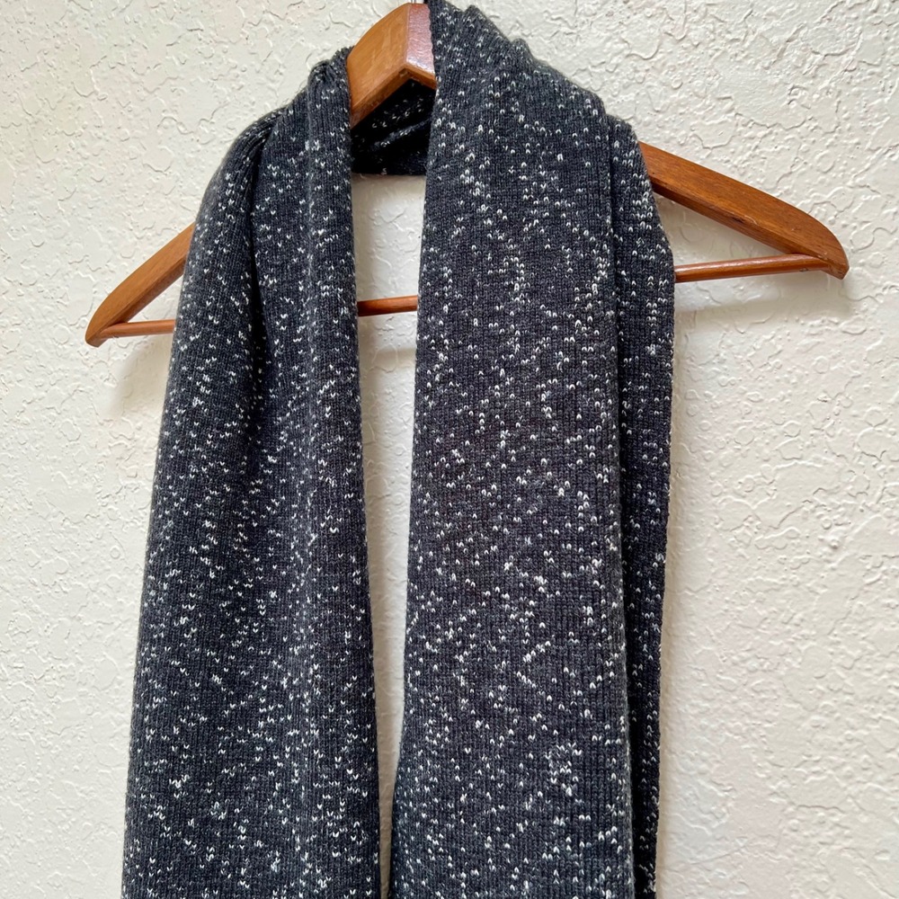STRUCTURE Speckled Knit Scarf Wool Acrylic Blend Charcoal Grey Warm Winter